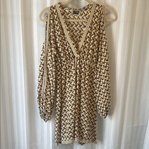 Beige Patterned Dress